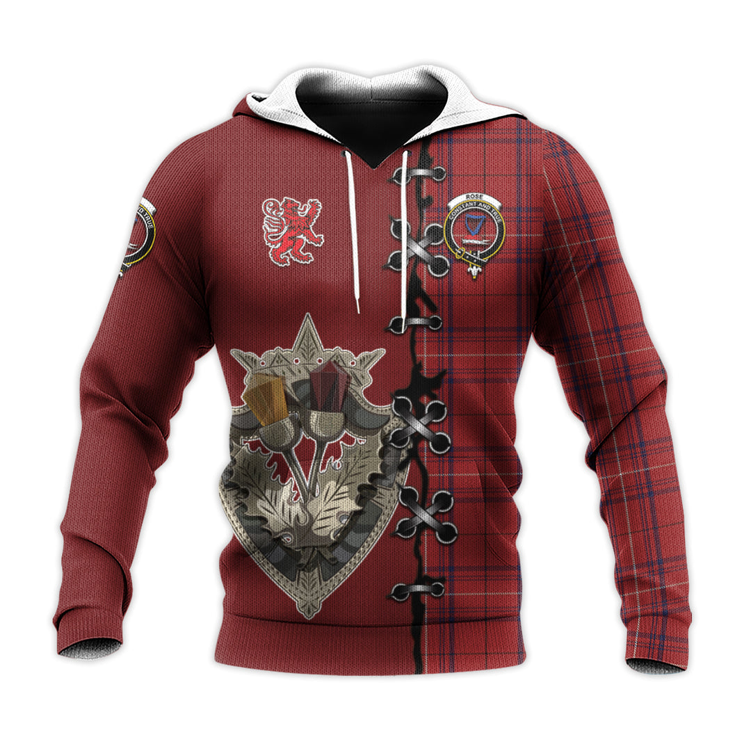 Printivon Rose Of Kilravock Tartan Hoodie Lion Rampant And Celtic Thistle Style