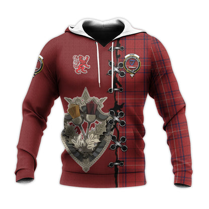 Printivon Rose Of Kilravock Tartan Hoodie Lion Rampant And Celtic Thistle Style