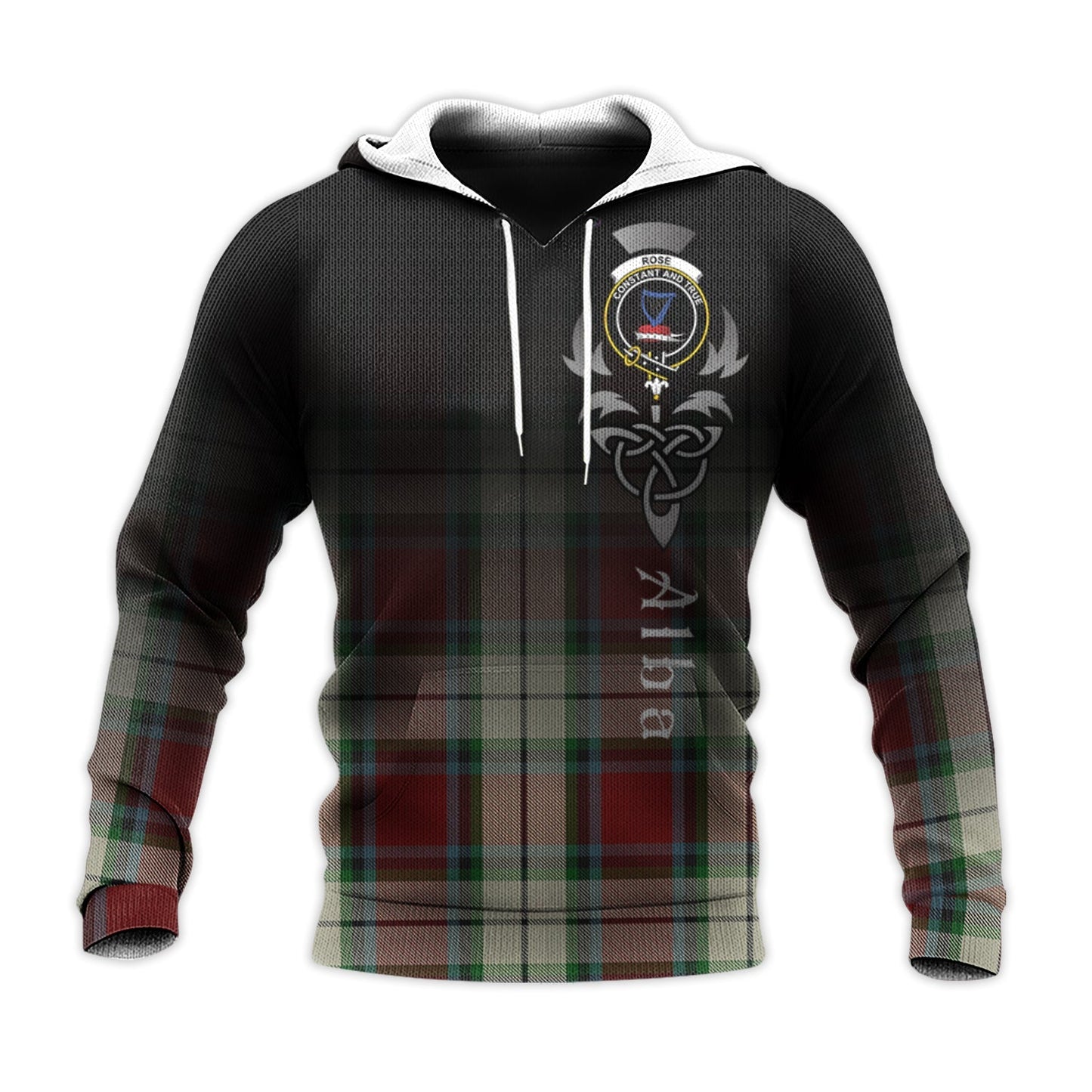 Printivon Rose White Dress Tartan Crest Alba Celtic Hoodie