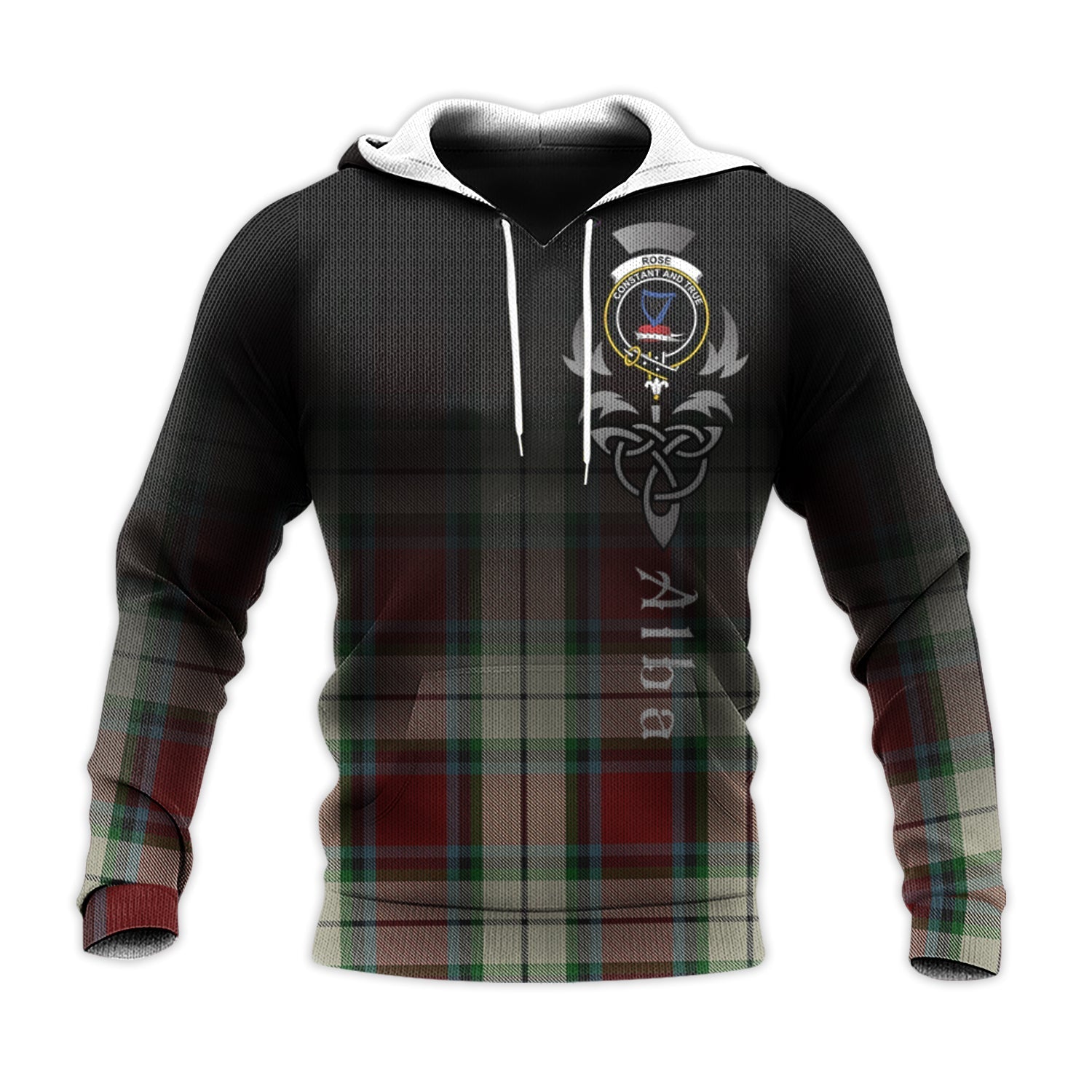 Printivon Rose White Dress Tartan Crest Alba Celtic Hoodie