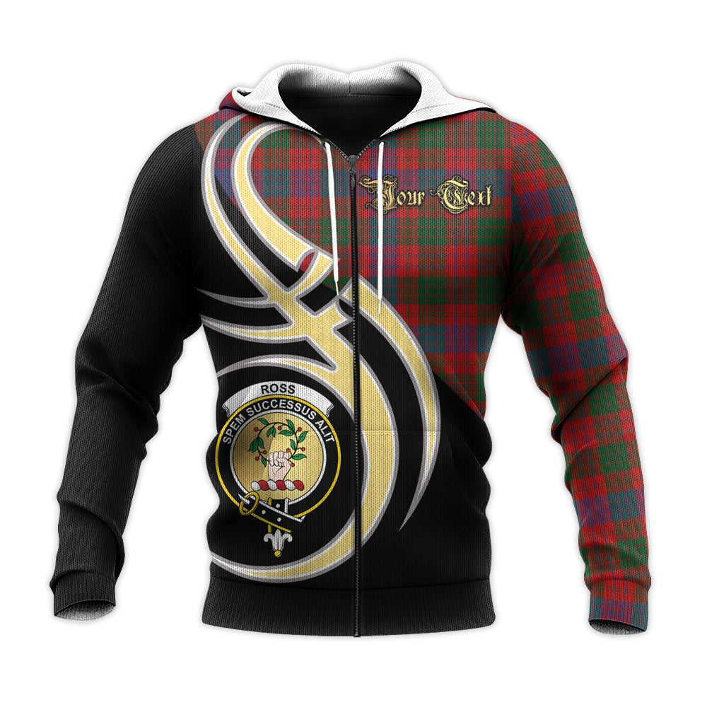 Printivon Ross Clan Believe In Me Crest Tartan Knitted Hoodie Custom Your Text