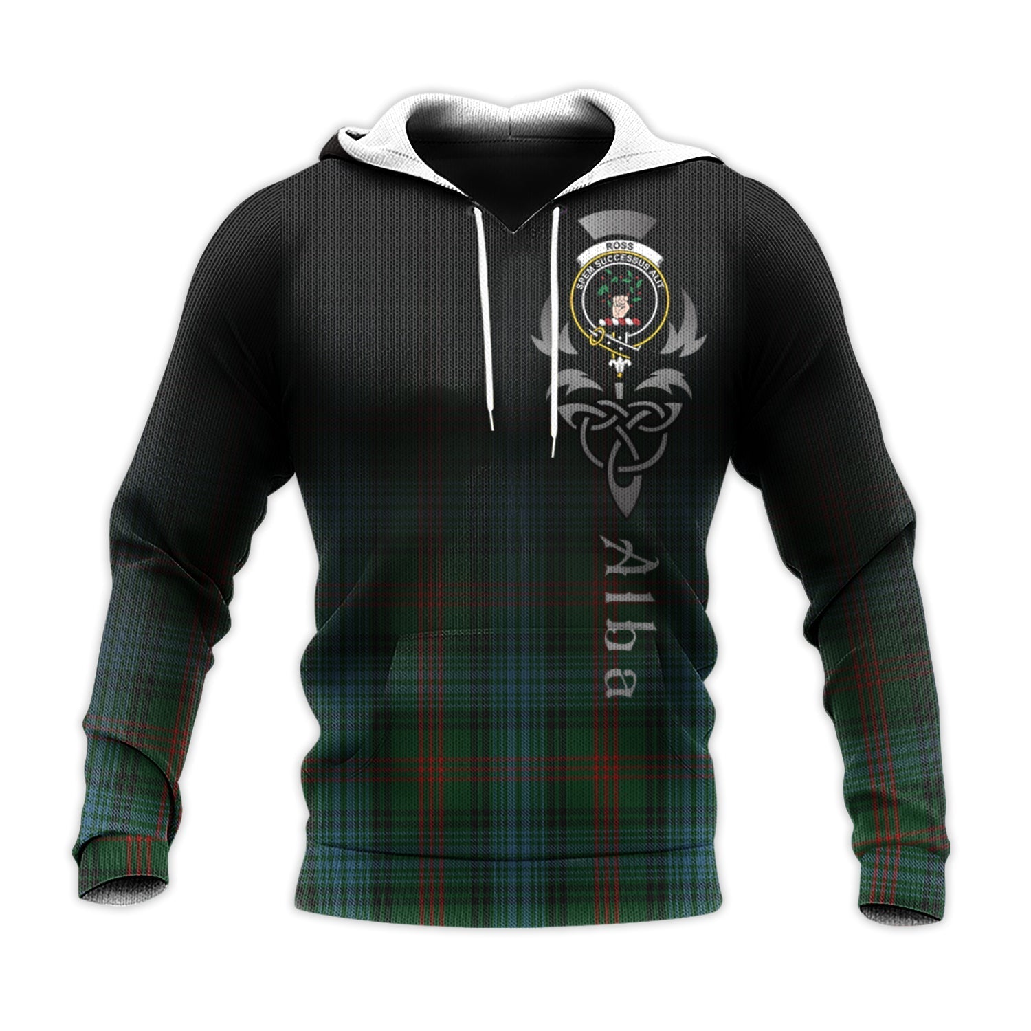 Printivon Ross Hunting Tartan Crest Alba Celtic Hoodie