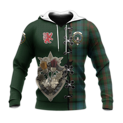 Printivon Ross Hunting Tartan Hoodie Lion Rampant And Celtic Thistle Style