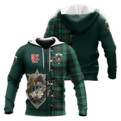 Printivon Ross Hunting Modern Tartan Hoodie Lion Rampant And Celtic Thistle Style