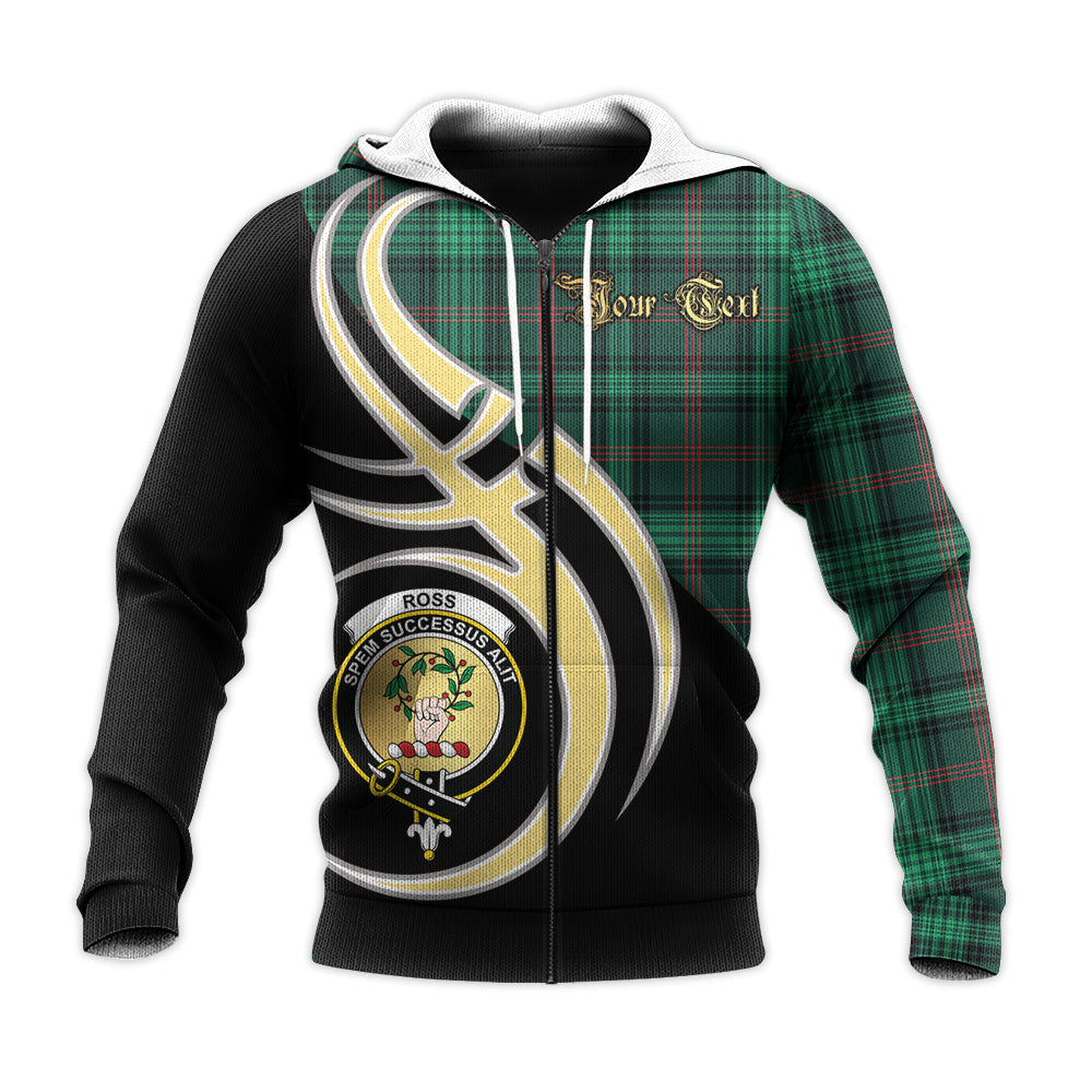 Printivon Ross Hunting Modern Clan Believe In Me Crest Tartan Knitted Hoodie Custom Your Text