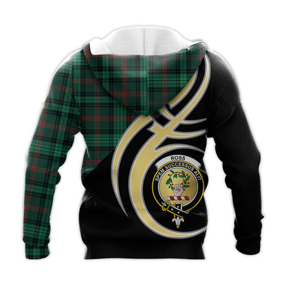 Printivon Ross Hunting Modern Clan Believe In Me Crest Tartan Knitted Hoodie Custom Your Text