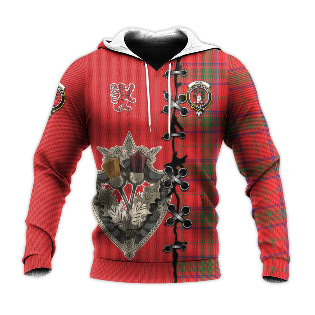 Printivon Ross Modern Tartan Hoodie Lion Rampant And Celtic Thistle Style
