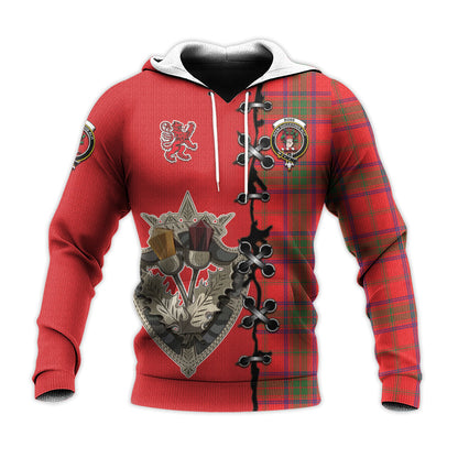 Printivon Ross Modern Tartan Hoodie Lion Rampant And Celtic Thistle Style