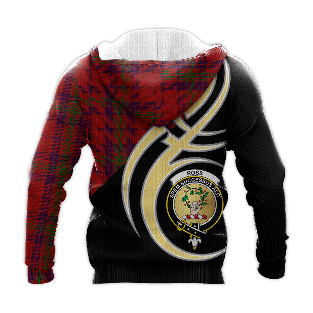 Printivon Ross Old Clan Believe In Me Crest Tartan Knitted Hoodie Custom Your Text