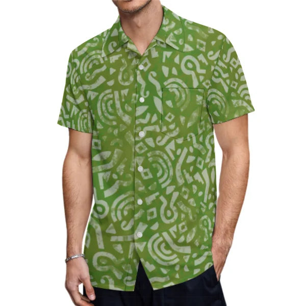 Polynesian Tribal Pattern Green Couples Matching Outfit Fishtail Skirt Dress And Shirt For Her Him