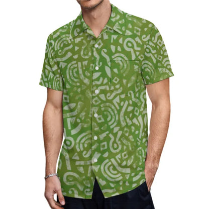 Polynesian Tribal Pattern Green Couples Matching Outfit Fishtail Skirt Dress And Shirt For Her Him