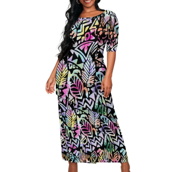 Polynesian Tribal Pattern Matching Outfit For Couple Puletasi Dress Man Shirt Party Set