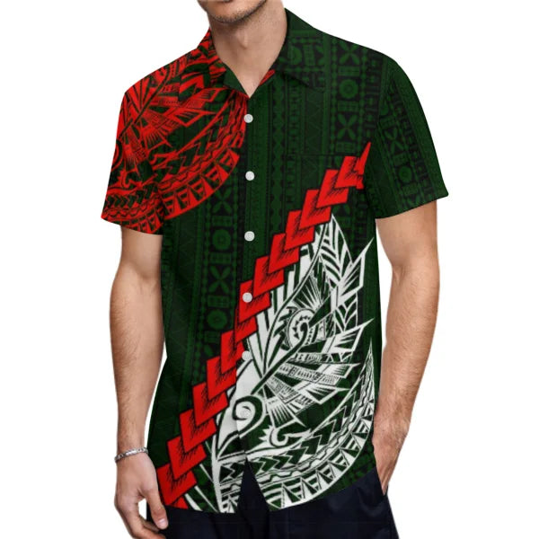 Polynesian Tribal Pattern Couple Clothing Tropical Fishtail Dress And Hawaiian Shirt Matching Outfit For Her Him