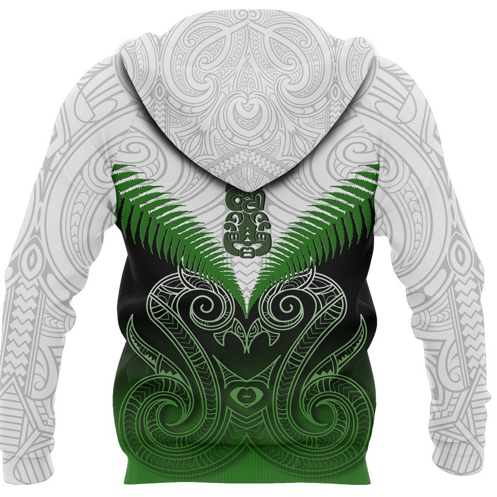 New Zealand Green Rugby Hoodie, Maori Manaia Pullover Hoodie