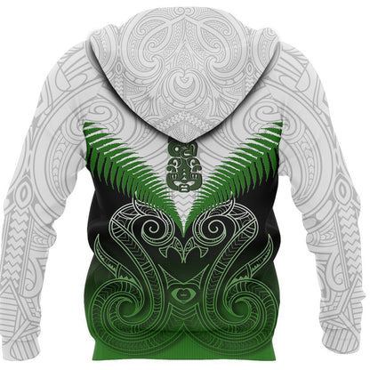 New Zealand Green Rugby Hoodie, Maori Manaia Pullover Hoodie
