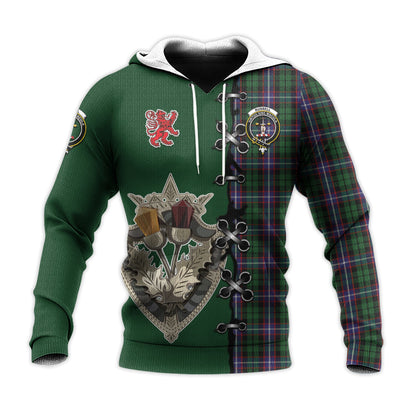 Printivon Russell Tartan Hoodie Lion Rampant And Celtic Thistle Style