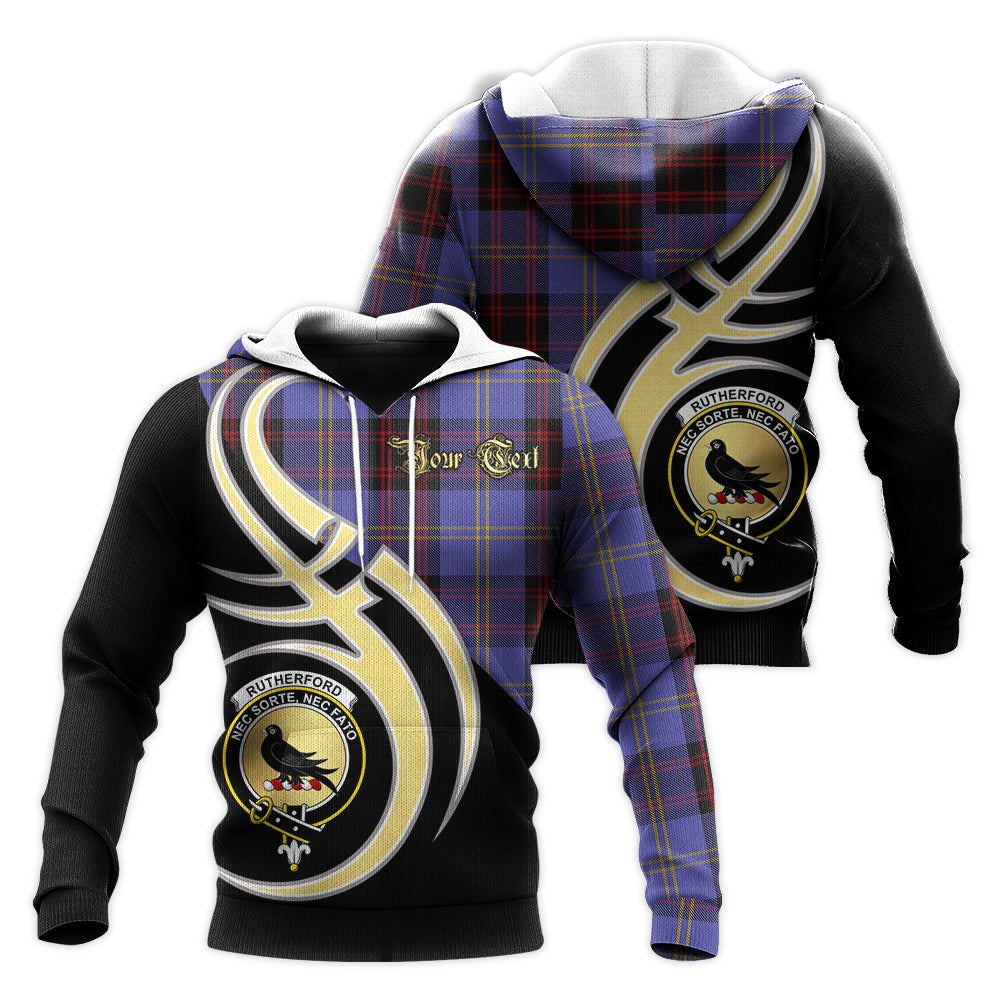 Printivon Rutherford Clan Believe In Me Crest Tartan Knitted Hoodie Custom Your Text