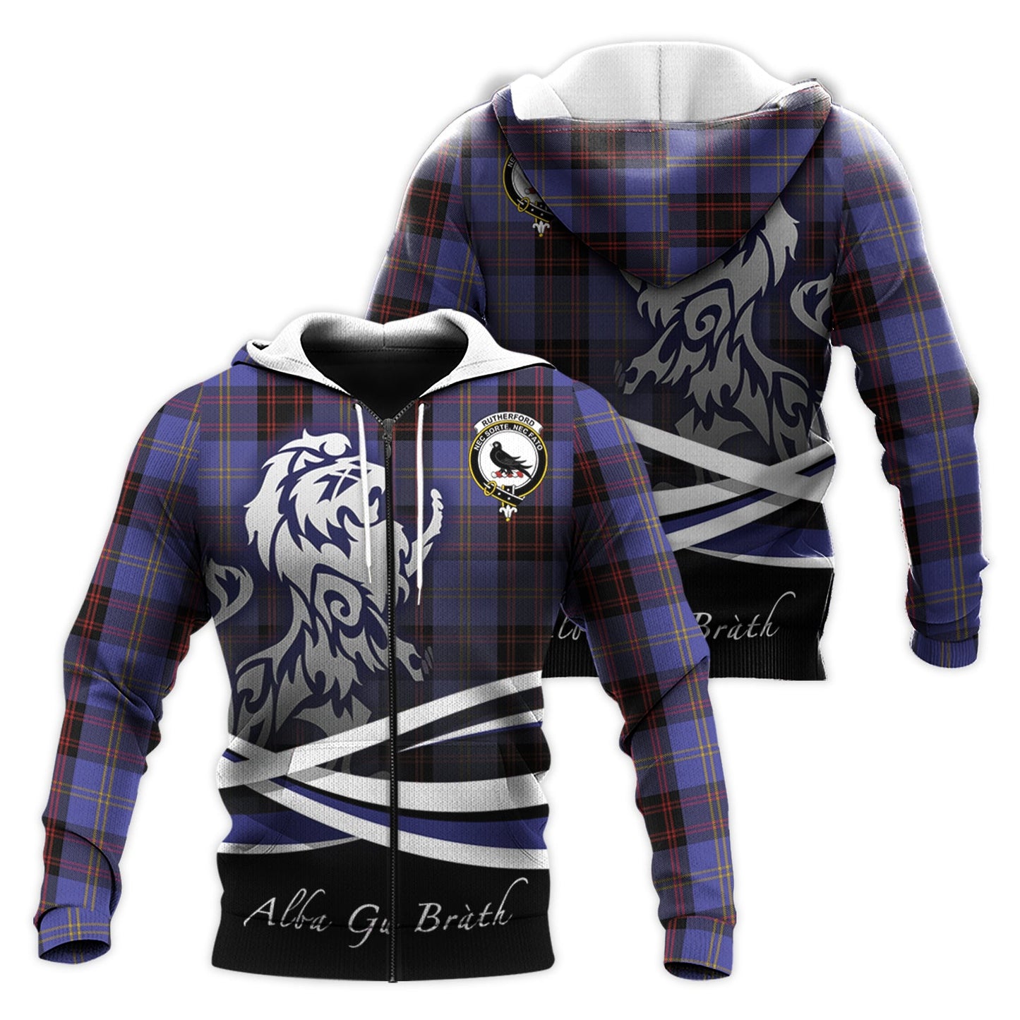 Printivon Rutherford Tartan Scottish Lion Hoodie