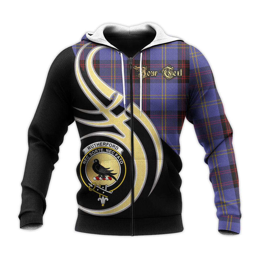 Printivon Rutherford Clan Believe In Me Crest Tartan Knitted Hoodie Custom Your Text