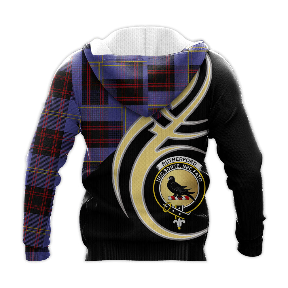 Printivon Rutherford Clan Believe In Me Crest Tartan Knitted Hoodie Custom Your Text