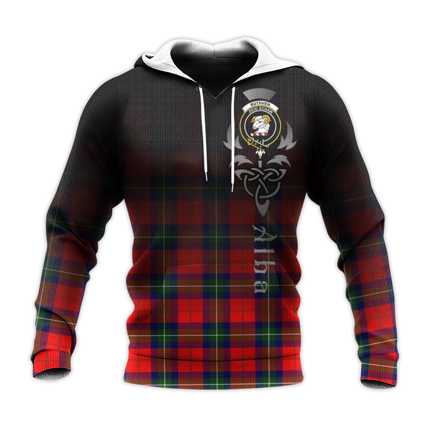 Printivon Ruthven Modern Tartan Crest Alba Celtic Hoodie