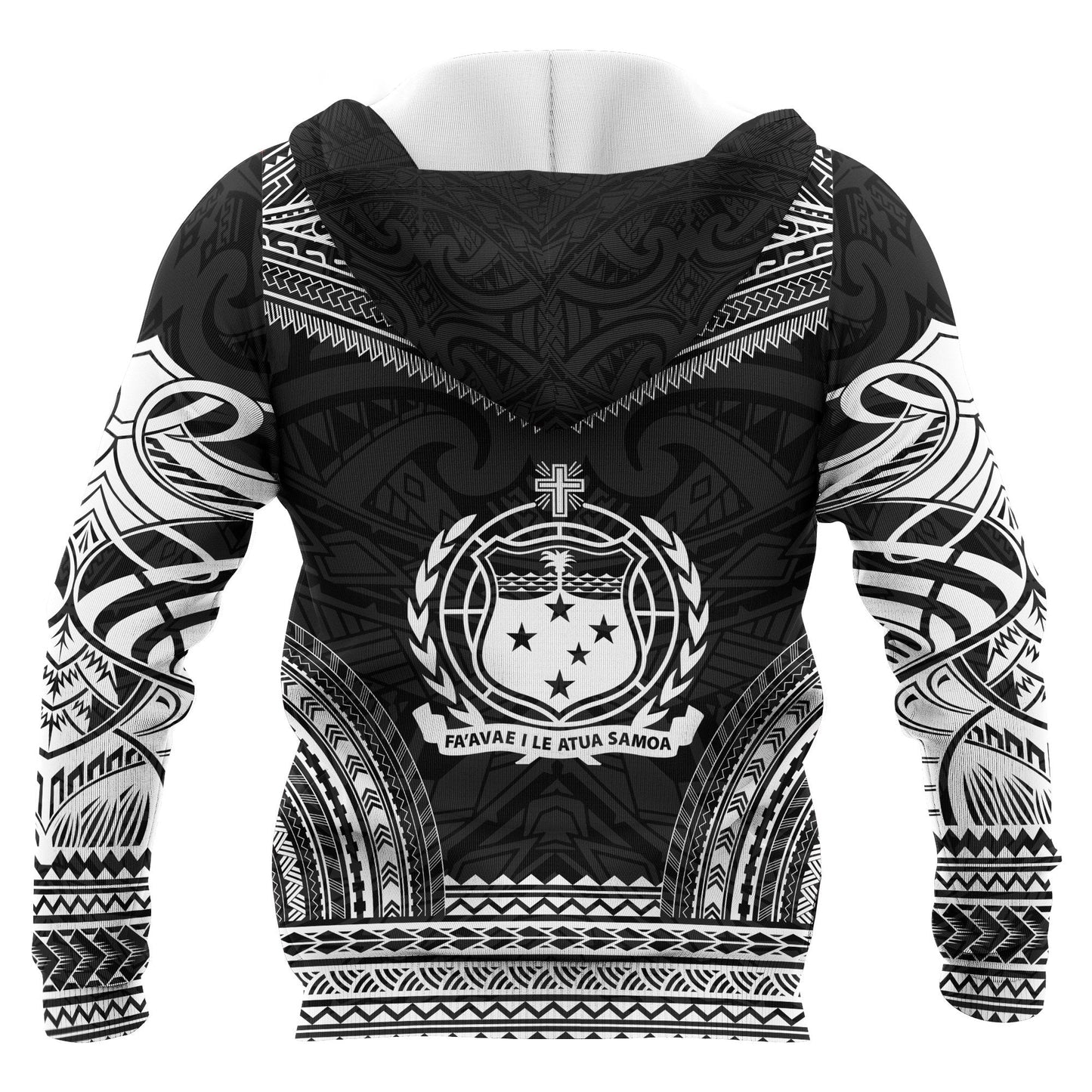 Samoa Coat of Arms Polynesian Chief Hoodie Black Version  All Over Print