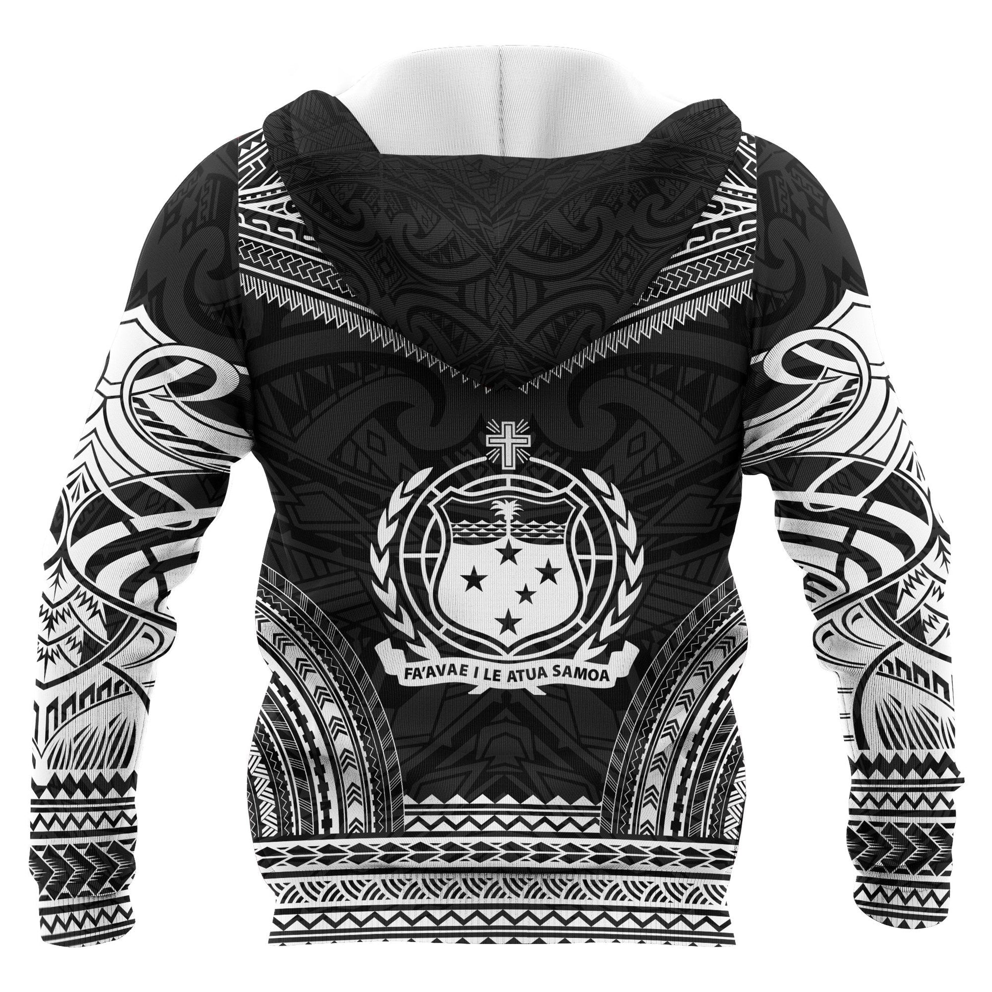 Samoa Coat of Arms Polynesian Chief Hoodie Black Version  All Over Print