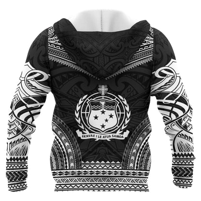 Samoa Coat of Arms Polynesian Chief Hoodie Black Version  All Over Print