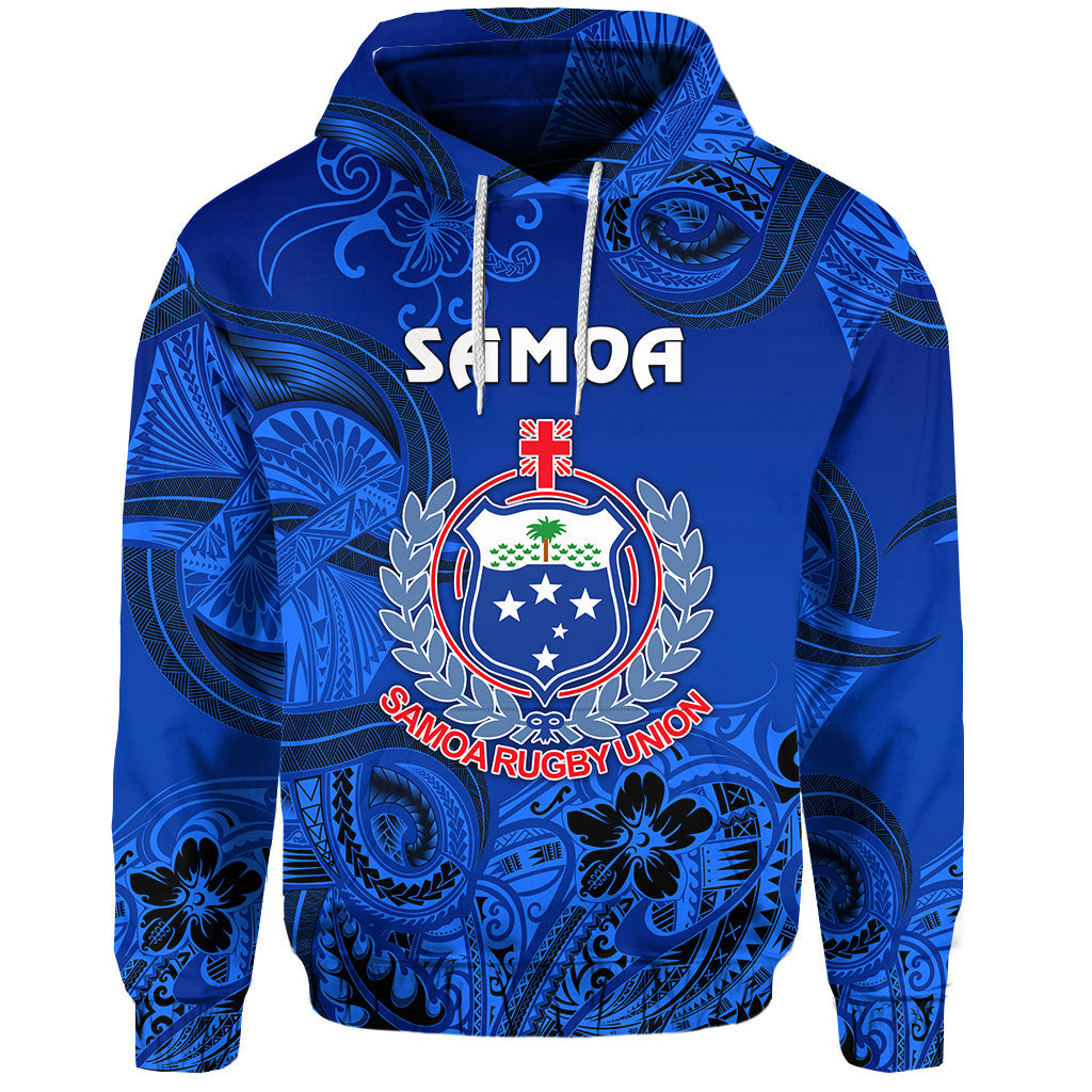 Samoa Manu Hoodie Rugby Unique Style Full Blue Zip Up Hoodie
