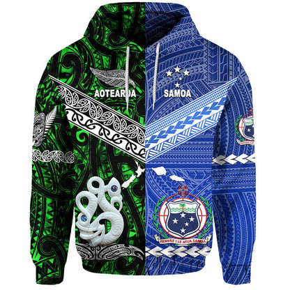 Samoa And New Zealand Zip Up And Pullover Hoodie Together Green
