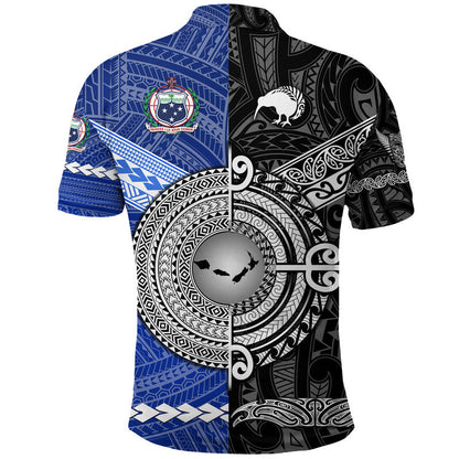 Samoa And New Zealand Polo Shirt Together - Black
