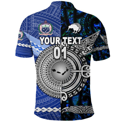 Custom Personalised Samoa And New Zealand Polo Shirt Together - Blue