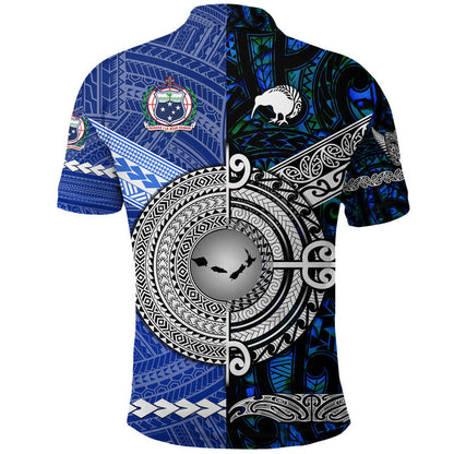 Samoa And New Zealand Polo Shirt Together - Blue
