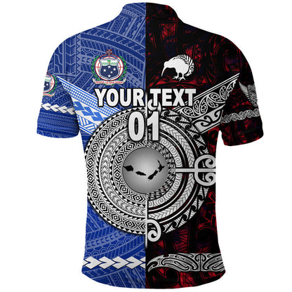 Custom Personalised Samoa And New Zealand Polo Shirt Together - Red
