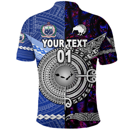 Custom Personalised Samoa And New Zealand Polo Shirt Together - Purple