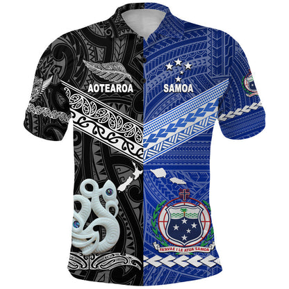 Samoa And New Zealand Polo Shirt Together - Black