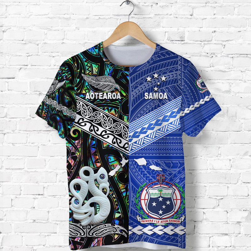 Samoa And New Zealand T Shirt Together - Paua Shell