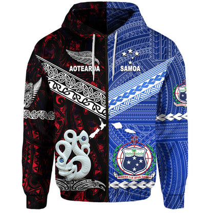Samoa And New Zealand Zip Up And Pullover Hoodie Together Red