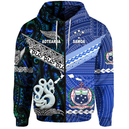 Samoa And New Zealand Zip Up And Pullover Hoodie Together Blue