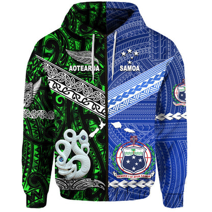 Samoa And New Zealand Zip Up And Pullover Hoodie Together Green