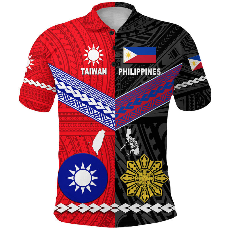 Taiwan And Philippines Polynesian Polo Shirt Together