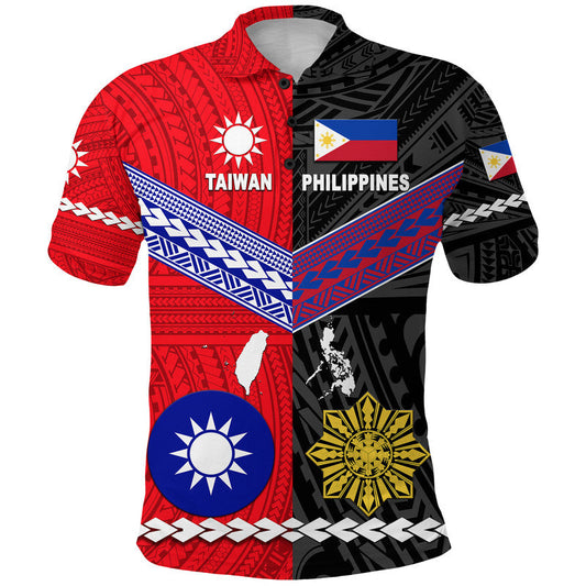 Taiwan And Philippines Polynesian Polo Shirt Together