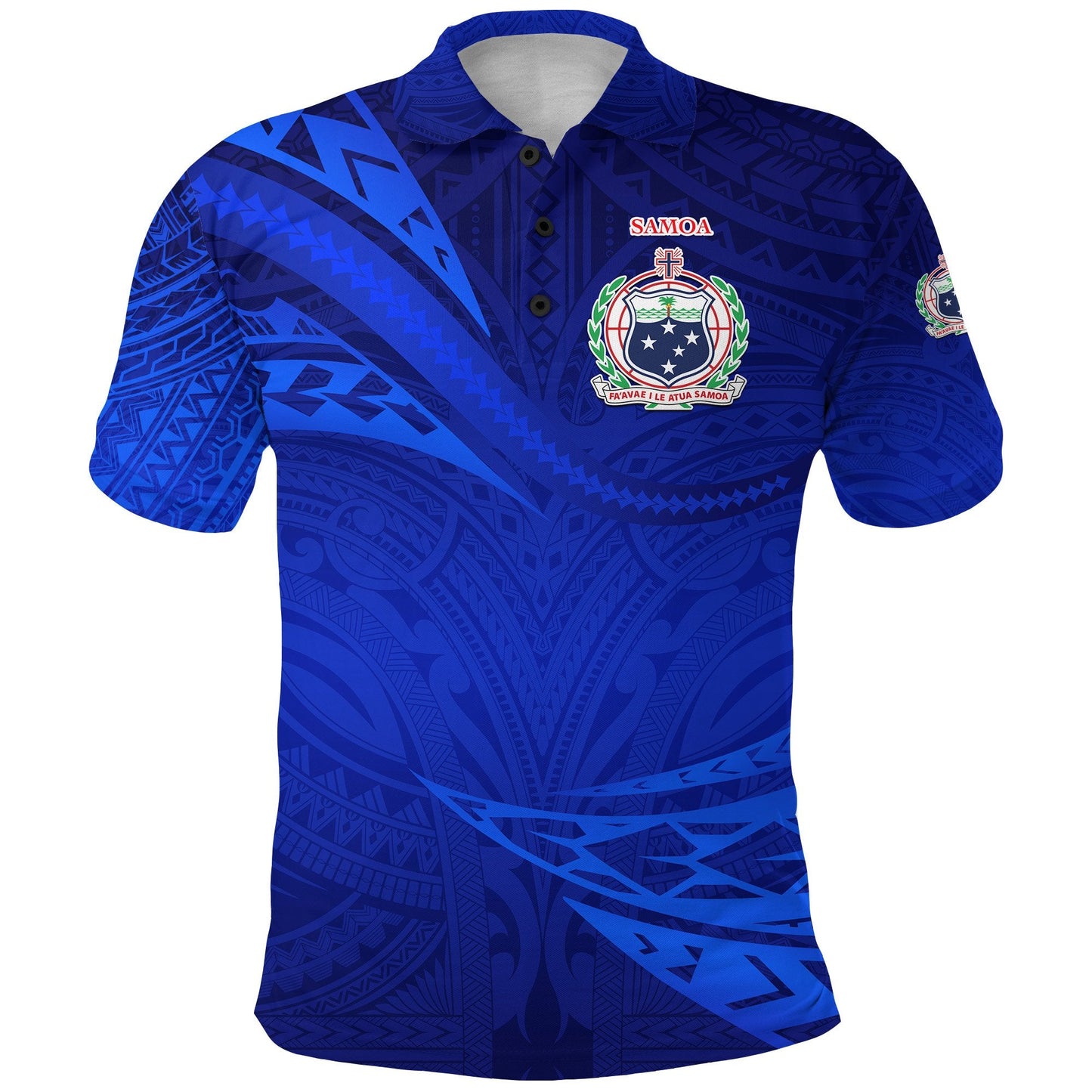 Custom Personalised Manu Samoa Rugby Polo Shirt Unique Version Full Blue