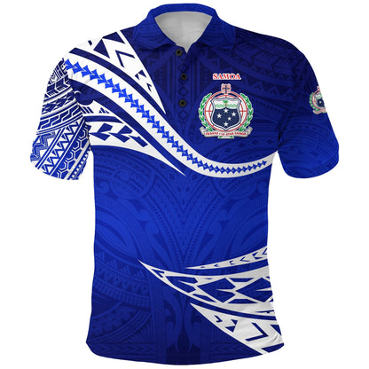 Custom Personalised Manu Samoa Rugby Polo Shirt Unique Version - Blue, Custom Text And Number