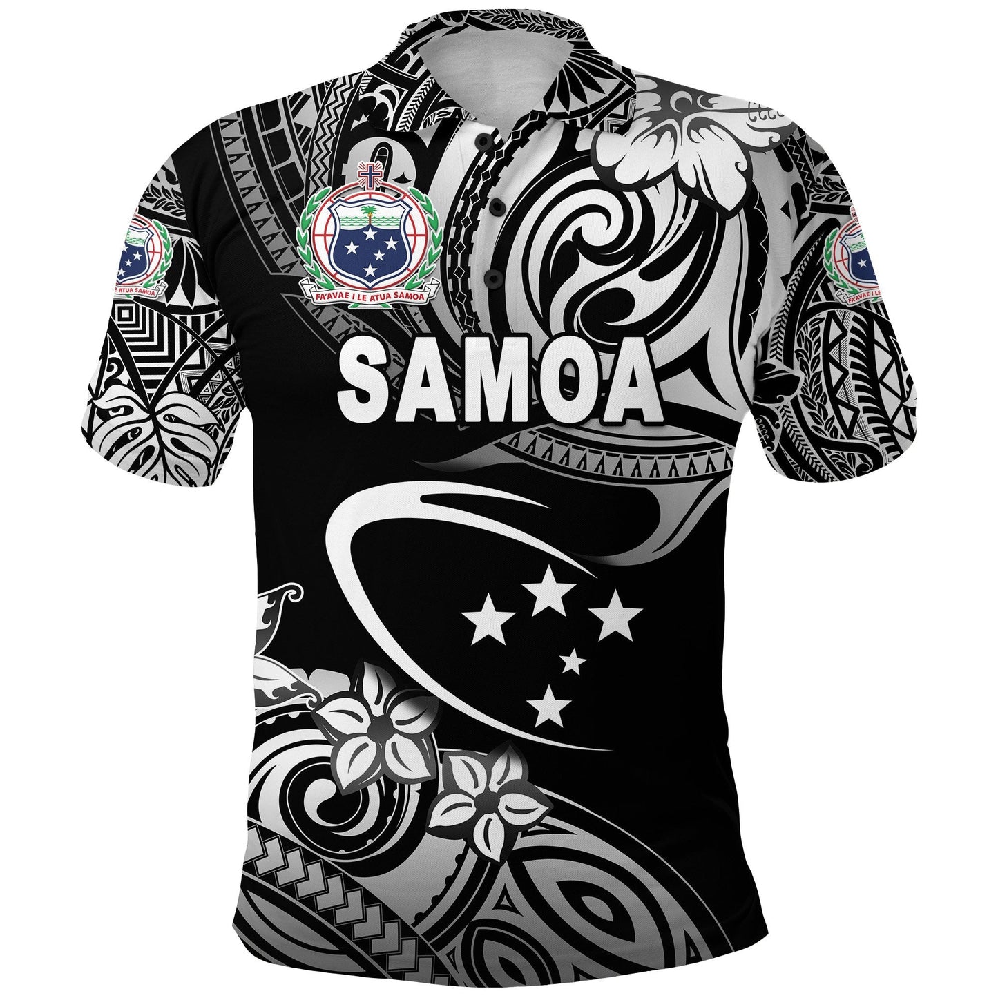 Manu Samoa Rugby Polo Shirt Unique Vibes - Black