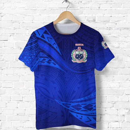 Custom Personalised Manu Samoa Rugby T Shirt Unique Version Full Blue