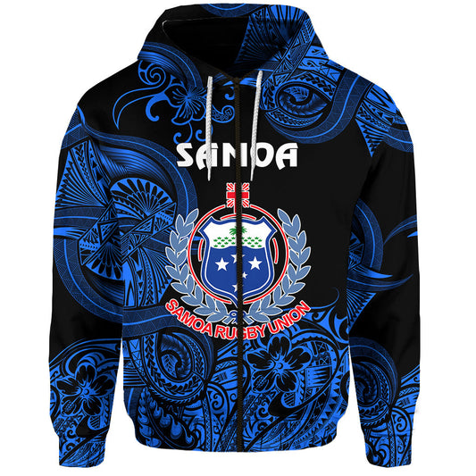 Samoa Manu Zip Hoodie Rugby Unique Style Black