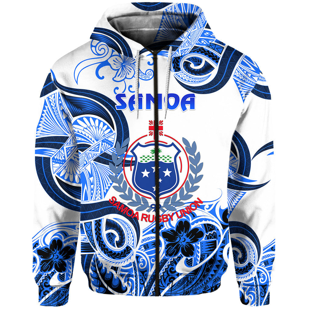 Samoa Manu Zip Hoodie Rugby Unique Style White