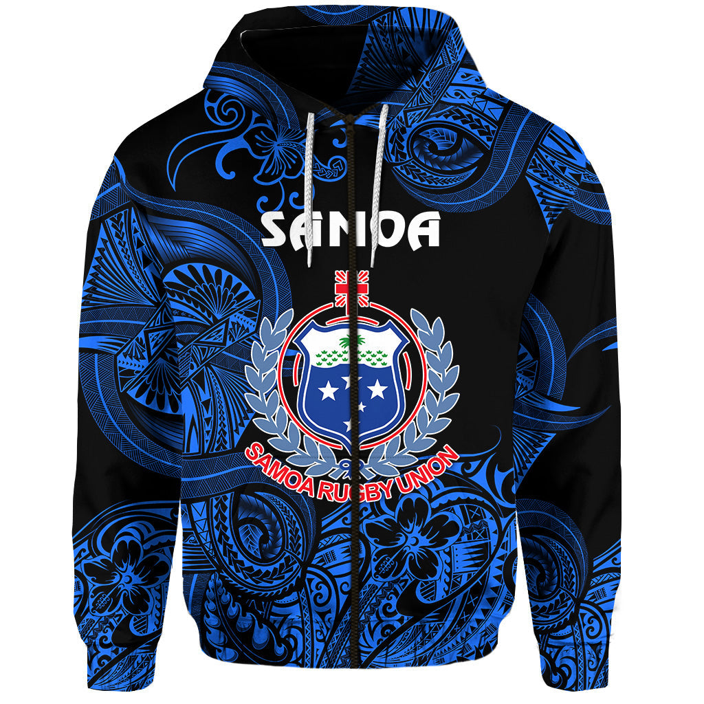 Samoa Manu Zip Hoodie Rugby Unique Style Black