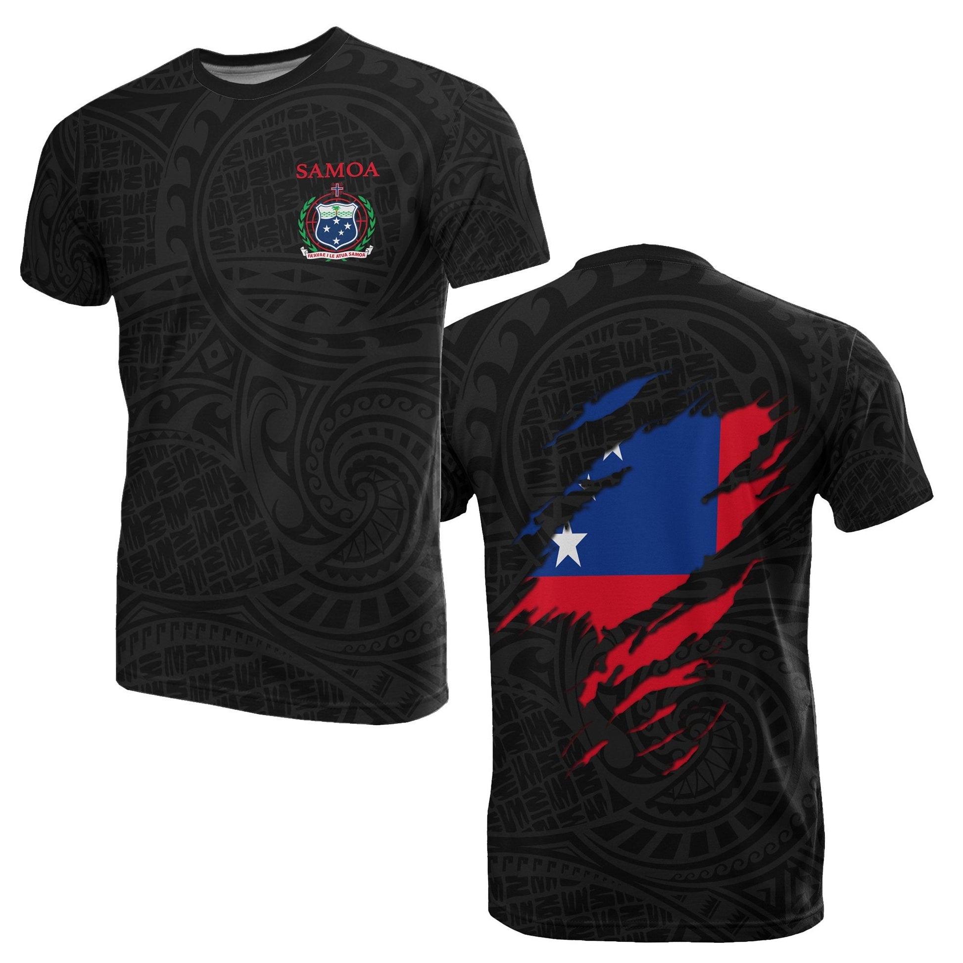 Samoa All Over Print T - Shirt - Samoa Flag Coat Of Arms